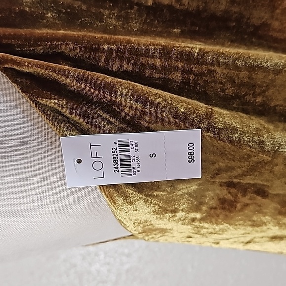 LOFT Velvet Midi Yellow Dress - Picture 6 of 6